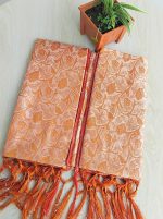 kanchi katan Saree 12 Hat, Kolka Light Orange 201 - Image 2