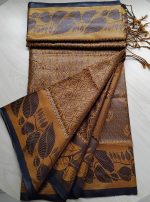 kanchi katan Saree 12 Hat, Deep Snail ,Dark Golden Snail Black -21 - Image 2