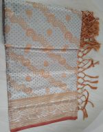 kanchi katan Saree 12 Hat, Cross Flower Silver- Orange -70 - Image 2